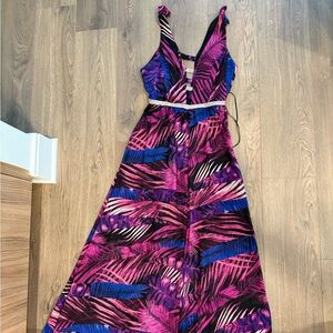 Fashion Nova Pink and Blue Tropical dress
